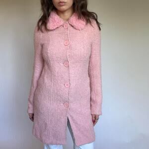 Y2K Forever 21 Pink Tweed Trench Coat